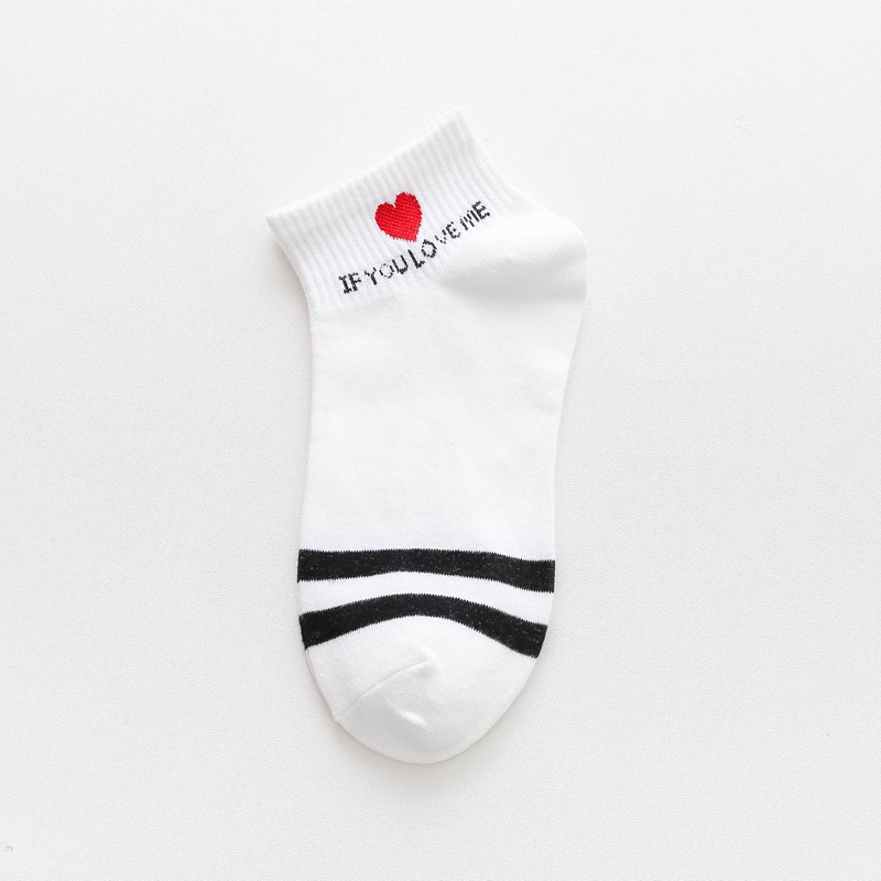 Love Letters Socks Female Socks Spring And Summer Cotton Body Two Bars Fresh Wind Ms. Boat Socks Female Socks Wholesale